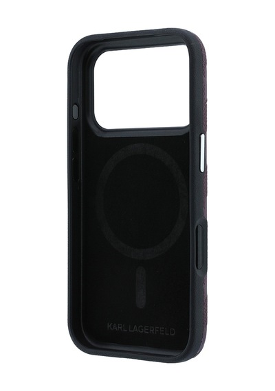 Apple iPhone 18 Pro Uyumlu Kılıf Karl Lagerfeld Lisanslı M-safe Özellikli Kl Yazılı Hot Stamp Kapak Bordo