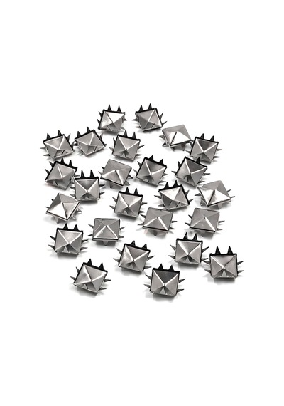 Süs Tırnaklı Platin Çakma Kare Piramit 5 Mm 20 Adet Metal Trok