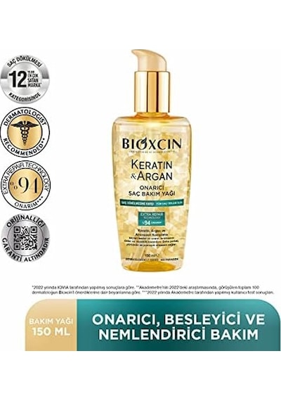 Keratin & Argan Onarıcı Saç Bakım Yağı 150 Ml Yıpranmış Saçlar İçin Nemlendirici Ve Parlaklık Veren Bakım