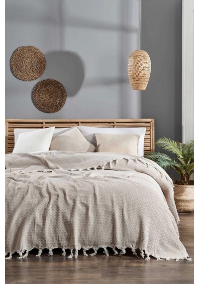 Çift Kişilik Yatak Pikesi Deniz Bej 200 X 230 Cm Çok Renkli