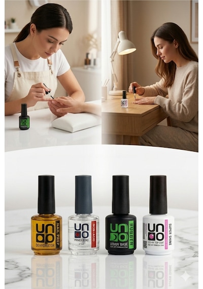 Uno Rubber Base Primer Dehidratör 4'lü Set Protez Tırnak Hazırlık Seti Uno Nail Prep 4-set Uno Rubber Base Primer Dehidratör 4'lü Set Protez Tırnak Hazırlık Seti Uno Nail Prep 4-set