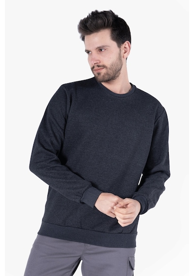 2 İplik Bisiklet Yaka Sweatshirt Antrasit Melanj