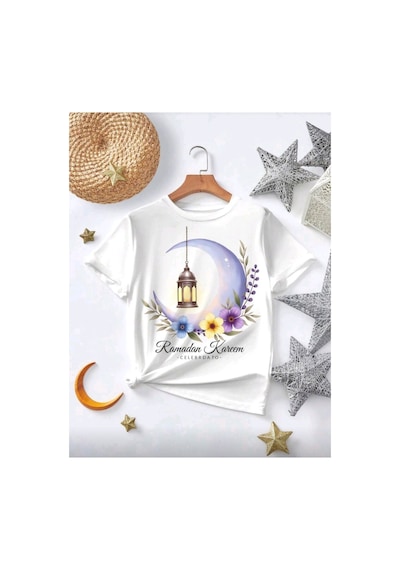 Stil X Ramazan Bayramı Baskılı Kız Çocuk Tshirt, %100 Pamuklu Kumaş Beyaz-5