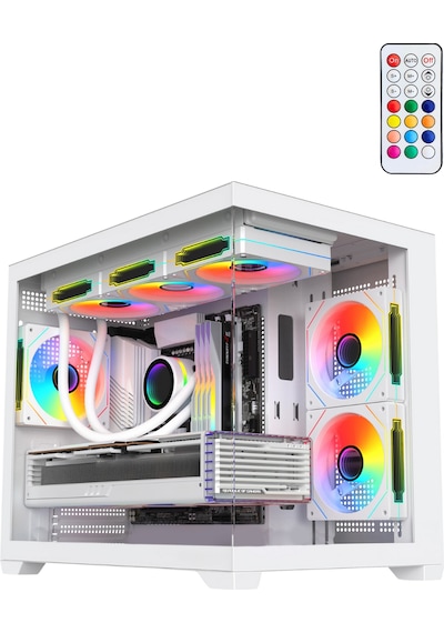 Terranova Kumandalı 6 Argb Fanlı Nova Beyaz Midi Tower Cam Panel Gaming Oyuncu Bilgisayar Kasası