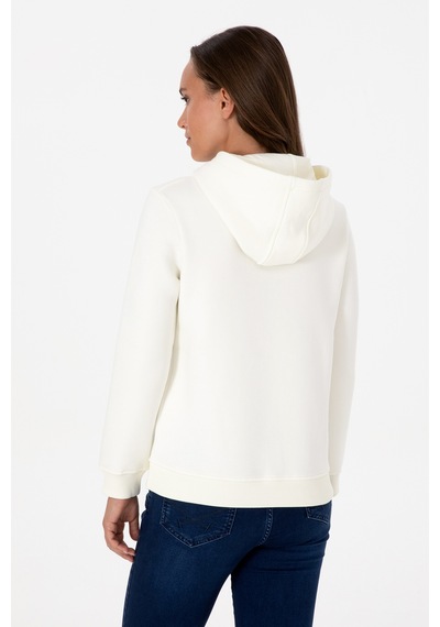 U.S. Polo Assn. Kadın Krem Kapüşonlu Basic Sweatshirt 50307711-VR256