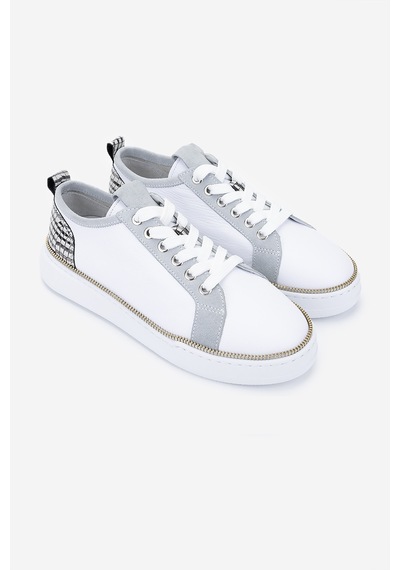 Valmenti Kadın Hakiki Deri Sneakers & Spor Ayakkabı 1115 1950 Bn Ayk Y25 Byz Fltr/tas Suet/grı Kroko Beyaz
