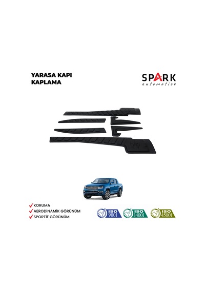 Volkswagen Amarok 2010-2022 Yıl Aralığı Uyumlu Yarasa Kapı Kaplama 6 Parça Siyah