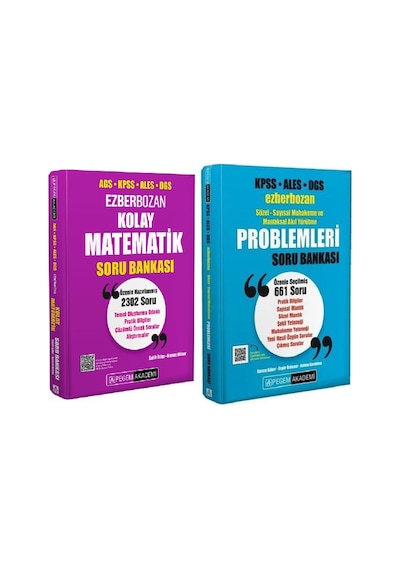 Pegem Kpss Meb-ags Ales Dgs Kolay Matematik + Ezberbozan Problemler Soru 2 Li Set Pegem Akademi Yayı
