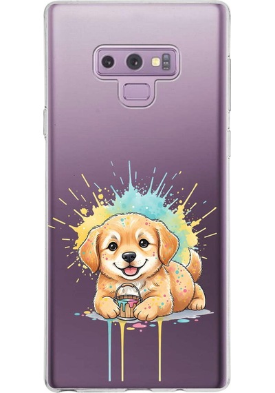 Samsung Galaxy Note 9 İle Uyumlu Splash Köpek Tasarımlı Şeffaf Silikon Kılıf Şeffaf
