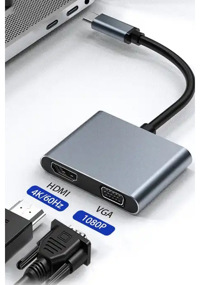 Thentech 4k Hdmı 1080p Vga Görüntü Çoklayıcı Adaptör Type-c Dönüştürücü Tablet Uyumlu Görüntü Aktarıcı