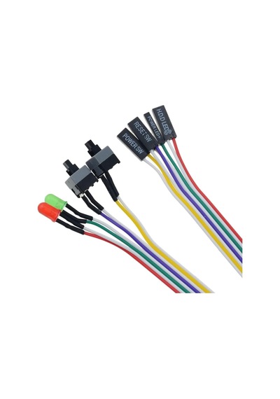 5064 Ana Kart Power Kablosu Led Işıklı Reset Açma Kapama Butonu Kablosu On Off Switch
