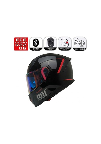 M910 Stinger Motosiklet Kaskı Spoiler Mod Güneş Vizörlü Full Face Kask Çok Renkli