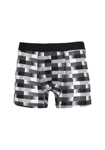 İbrahim Burak Etiler Collection Moda Çizgi Erkek Penye Likralı Desenli Boxer 40120 Füme