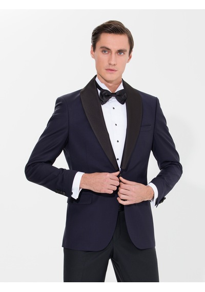 Cacharel Lacivert Slim Fit Smokin Ceket