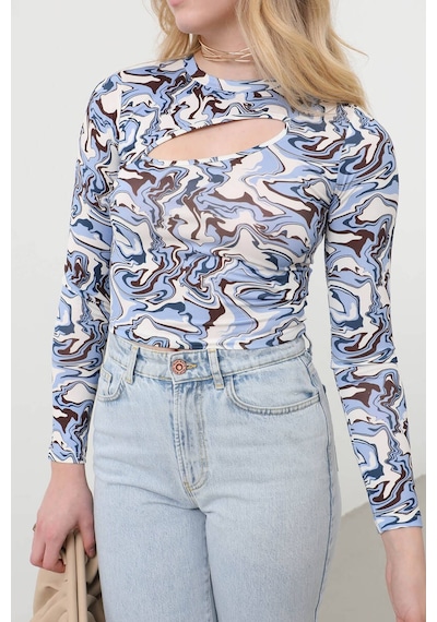 Pencere Detaylı Jakarlı Crop Top 001