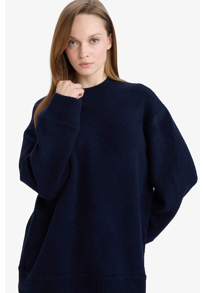 Defacto Loose Fit Bisiklet Yaka Triko Kazak Tunik G7239ax25cwnv207 Lacivert-nv207