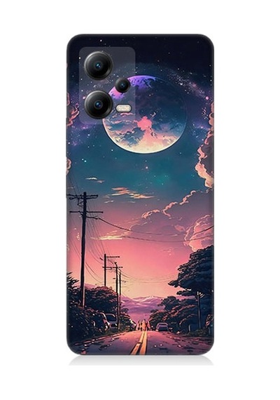 Xiaomi Poco X5 5g Uyumlu Ay Manzara Ve Yol Desenli Silikon Kılıf