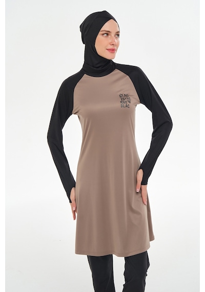 Rozamay Reglan Kol Likralı Tam Kapalı Tesettür Mayo 3131 Kahve Kahverengi