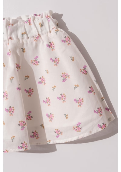 Kıpırık Baby Kız Bebek Çocuk Askılı Pembe Tişört Çiçekli Etekli Takım-1151 Pembe