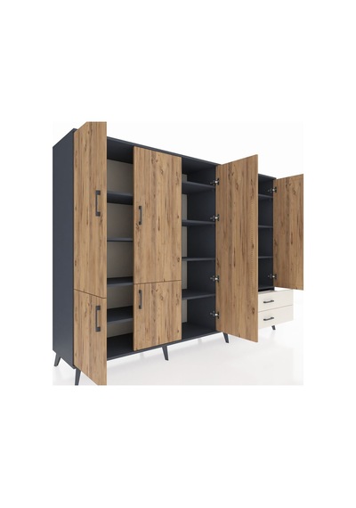 Hyperion Dolap 12 Raflı 2 Çekmeceli 7 Kapaklı 220x44x163 Antrasit Antrasit-çam/aytaşı Hyperion Dolap 12 Raflı 2 Çekmeceli 7 Kapaklı 220x44x163 Antrasit Antrasit-çam/aytaşı