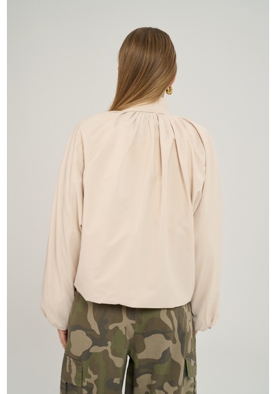 Mai Collection Amsterdam Fermuarlı Bej Bomber Ceket