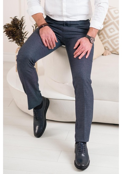 Ecer Regular Fit Kuş Gözü Desenli Erkek Kumaş Pantolon Lacivert