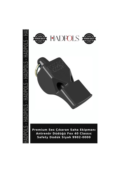 Premium Ses Çıkaran Saha Ekipmanı Antrenör Düdüğü Fox 40 Classıc Safety Düdük Siyah 9902-0000