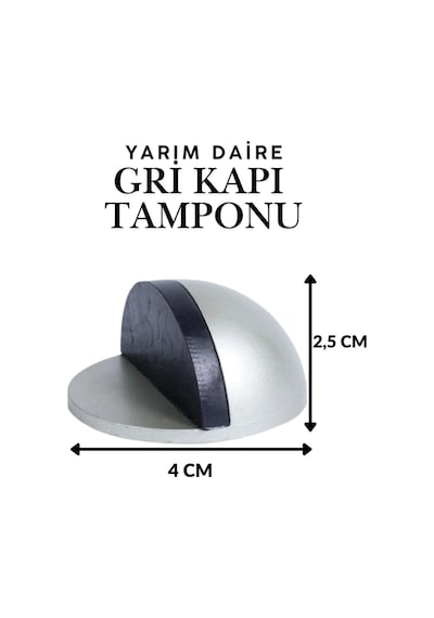 Gri Yarım Daire Yapışkanlı Kapı Tamponu Kapı Stoperi Metal Kapı Stopu Durdurucu Kapı Kolu Koruyucu