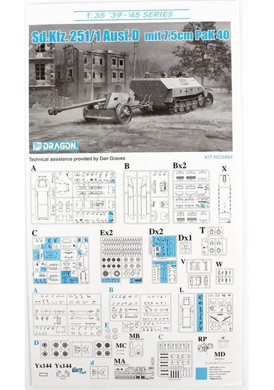 Dragon 6664 1/35 Ölçek, Sd.kfz.251/1 Ausf.d Personel Taşıyıcı Ve 7.5cm Pak 40 Çekili Topu 2 İn 1 Plastik Model Kiti-36568