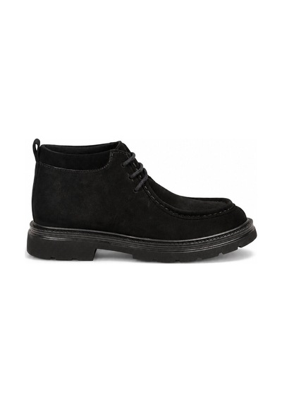 Ayakmod Siyah Nubuk Hakiki Deri Bağcıklı Kauçuk Tabanlı Erkek Klasik Bot 600546 Çok Renkli