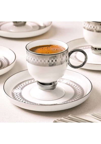 Aryıldız Aurelia Silver 12 Parça 6 Kişilik Kahve Fincan Takımı 90 Ml Çok Renkli