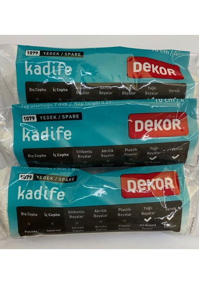 Dekor Kadife Parmak Rulo Yedeği 3 Adet 1079