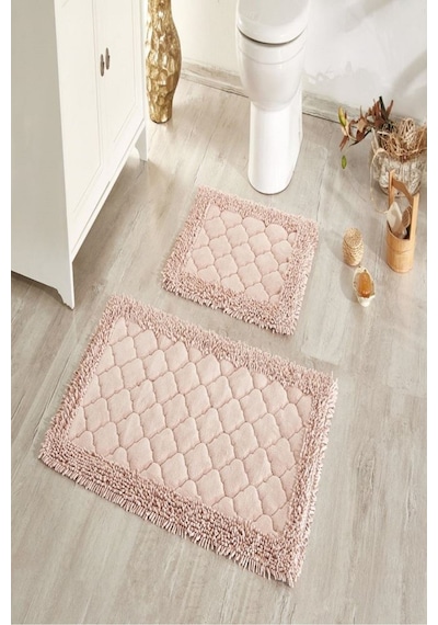 Cotton Special 2'li Pamuklu Klozet Takımı Pudra Banyo Paspas Seti Klozet Takımı Renkli