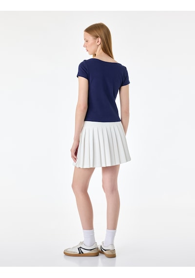 Koton Pamuklu Kısa Kollu Hakim Yaka Slim Fit Tişört Lacivert 7wal10337ık