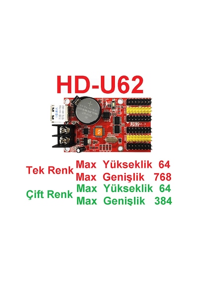 Hd-u62 Led Panel Kontrol Kartı 4 Sıra Usb Girişli 64x768 Piksel Diğer