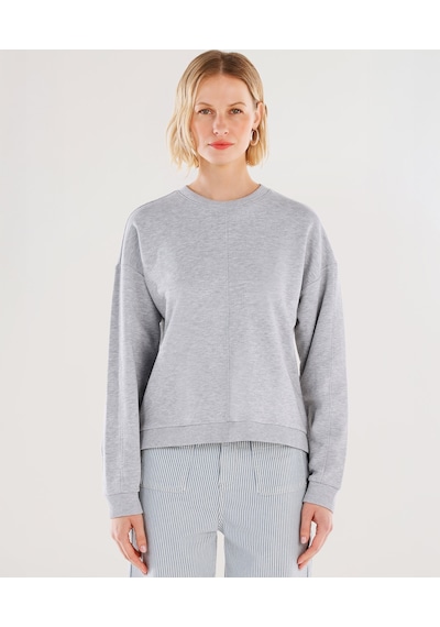 Yargıcı Dikiş Ve Yırtmaç Detaylı Bisiklet Yaka Sweatshirt 25yksw9003x 022 Gri