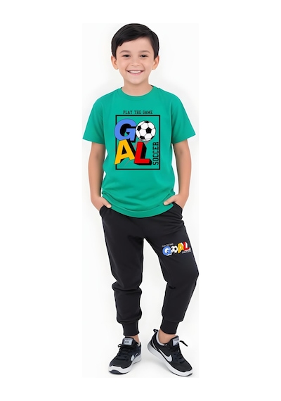 Fyk Kids Erkek Çocuk Mevsimlik Goal Baskılı Alt-üst Takım Yeşil