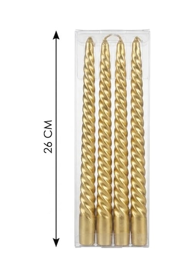 4'lü Lüks Burgu Şamdan Mumu 26 Cm - Damlatmaz Spiral Dekoratif Mum Seti Belirtilmemis