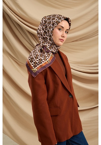 Silk Home Twill İpek Eşarp 11481-04 Koyu Mor, Tozpembe, Kahverengi, Sarı, Siyah