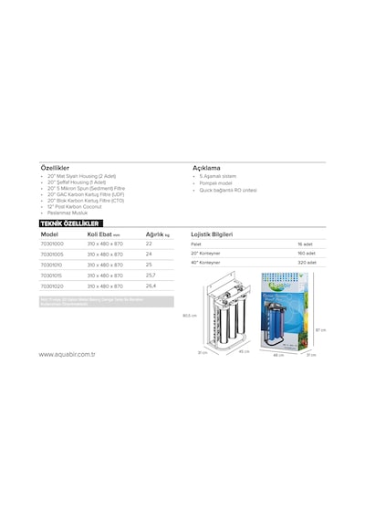 Esli Aquabir Strong Direkt Akışlı Pompalı Su Arıtma Cihazı 600 Gpd - 70301020