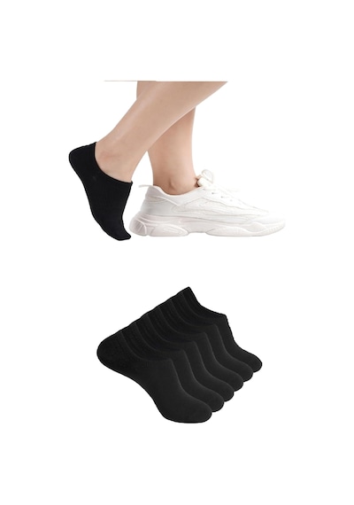 Ozzy Socks 6 Çift Yumuşak Dokulu Kadın Siyah Bambu Görünmez Sneaker Spor Ayakkabı Çorabı Siyah