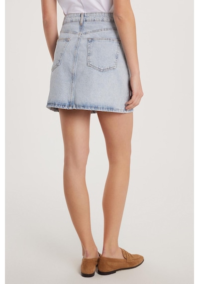 Tudors Kadın Slim Fit Dar Kesim Cepli Mini Denim Etek-33923 Lacivert