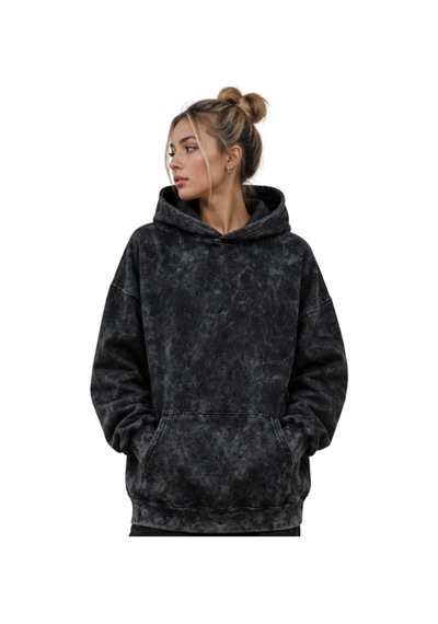Sevbano Baskısız Basic Unisex Oversize Yıkamalı Premium Hoodie Sweatshirt Siyah