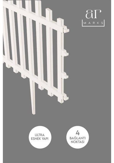 Dekoratif Bahçe Çiti Plastik Çit 20 Adet 11,80metre 39cm X 59cm - Beyaz