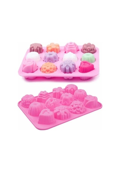 Silikon Çoklu Desen Kek Muffin Çikolata Mum Buz Kalıp Kahverengi