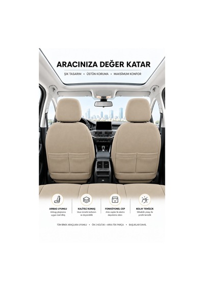 Isuzu D-max Uyumlu Oto Koltuk Kılıfı Tam Set Airbag Uyumlu 4 Mevsim Cotfit Serisi 27590554