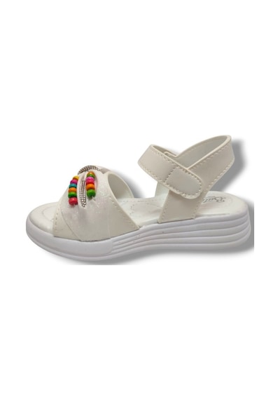 Butiqe 1809-25 Boncuk Taşli Anatomik Kız Çocuk Sandalet 31-35 Krem