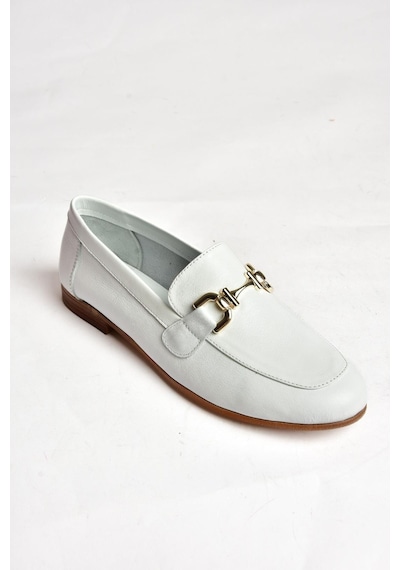 Fox Shoes S944037903 Beyaz Hakiki Deri Kadın Babet Beyaz