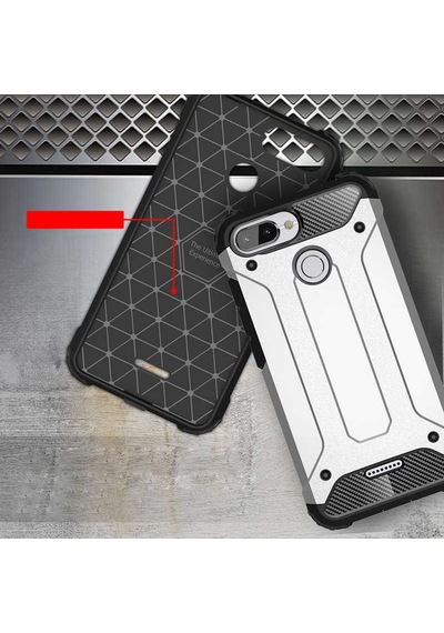 Noktaks - Xiaomi Uyumlu Xiaomi Redmi 6 - Kılıf Çift Katman Zırh Tank Crash Military Kapak - Siyah T6813 Siyah