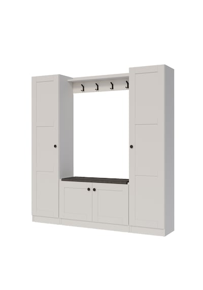 Lucas Çift Boy Dolaplı Portmanto Vestiyer Ayakkabılık Askılıklı Oturma Banklı Antre Dolabı 182x170x35 Cm Beyaz Lucas Çift Boy Dolaplı Portmanto Vestiyer Ayakkabılık Askılıklı Oturma Banklı Antre Dolabı 182x170x35 Cm Beyaz